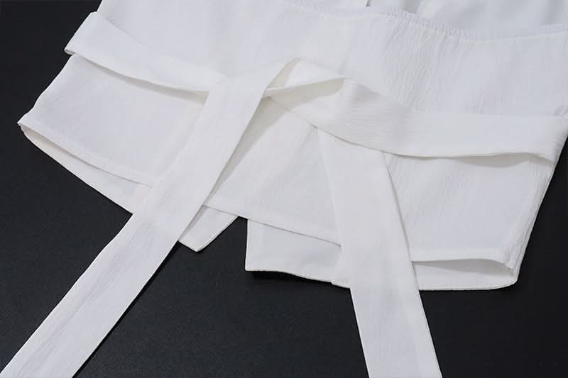 Halter v neck button knotted maxi skirt set