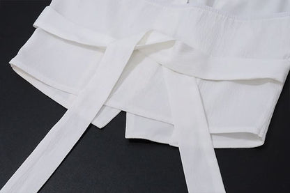 Halter v neck button knotted maxi skirt set