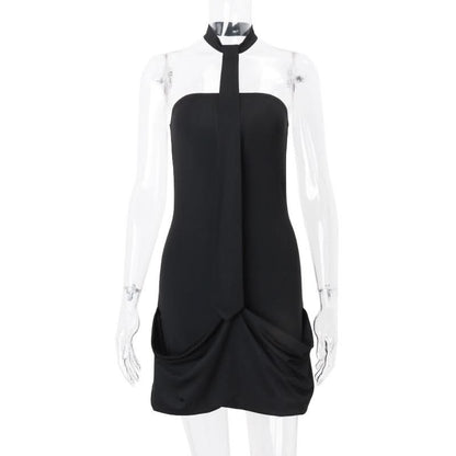 Halter ruched backless mini dress