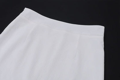 Halter v neck button knotted maxi skirt set