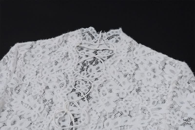 Lace long sleeve slit lace up maxi dress