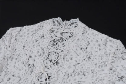 Lace long sleeve slit lace up maxi dress