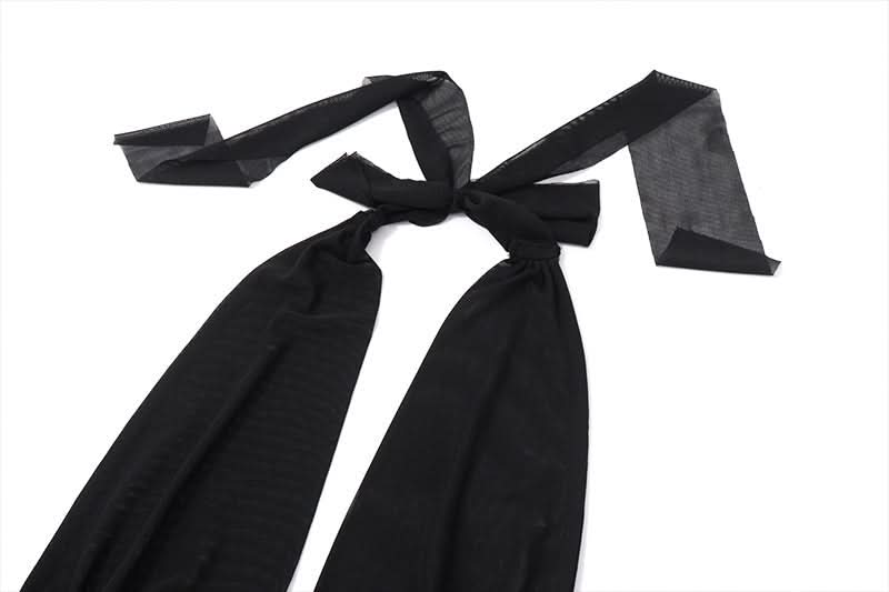 Halter backless mesh self tie crop top