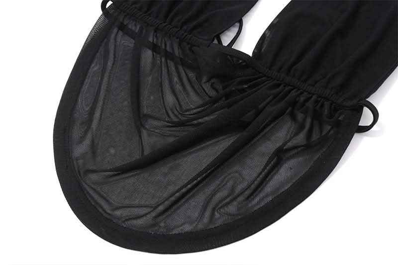 Halter backless mesh self tie crop top