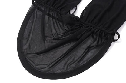 Halter backless mesh self tie crop top