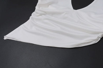 Halter self tie ruched backless top