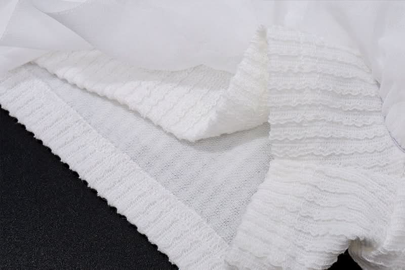 Long sleeve ruffle knitted self tie short pant set