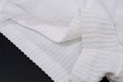 Long sleeve ruffle knitted self tie short pant set