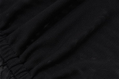 Halter backless mesh self tie crop top