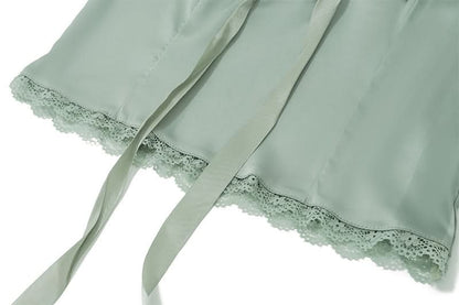 Halter lace hem bowknot backless top