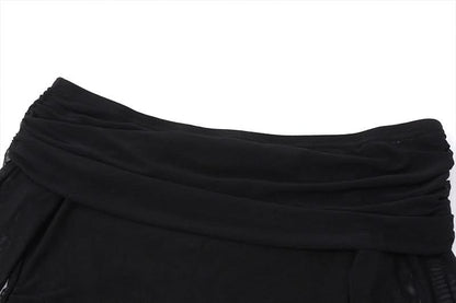 Long sleeve off shoulder mesh hollow out cut out maxi dress