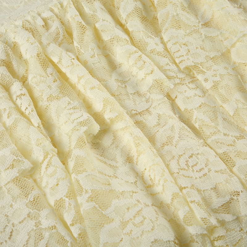 Lace ruffle ruched tube mini dress