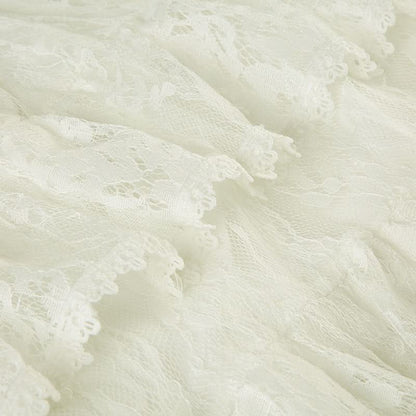 Lace ruffle see through maxi skirt