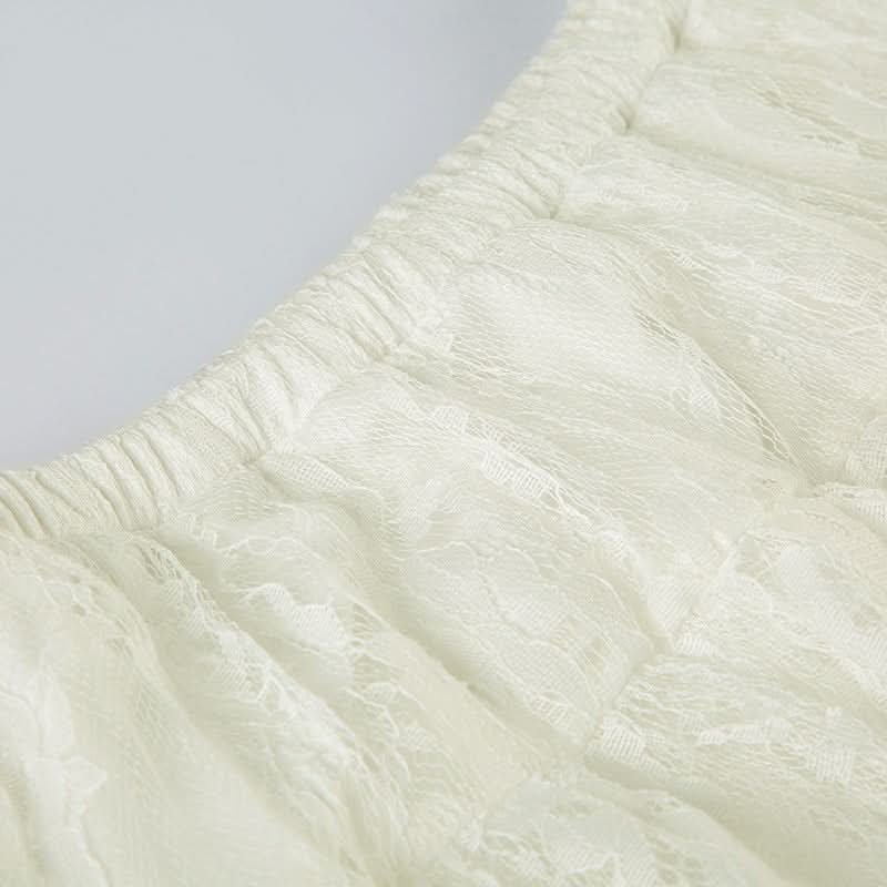 Lace ruffle see through maxi skirt