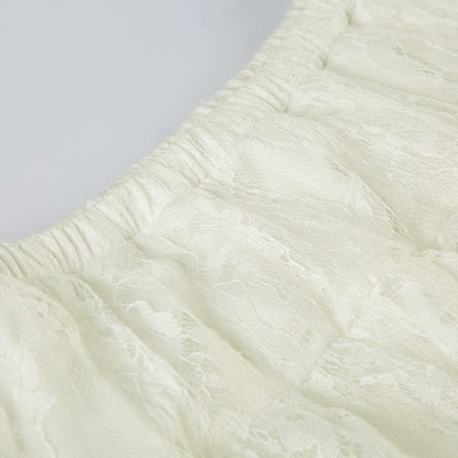 Lace ruffle see through maxi skirt