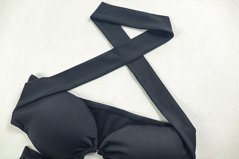 Halter o ring hollow out padded slit cut out maxi dress