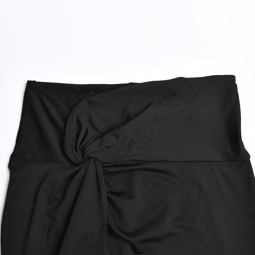 Sweetheart neck ruched slit maxi skirt set