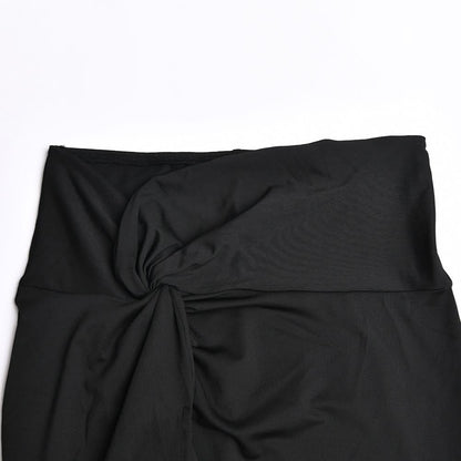 Sweetheart neck ruched slit maxi skirt set