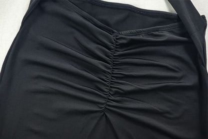 Halter o ring hollow out padded slit cut out maxi dress