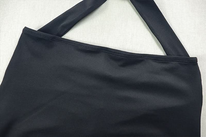 Halter o ring hollow out padded slit cut out maxi dress