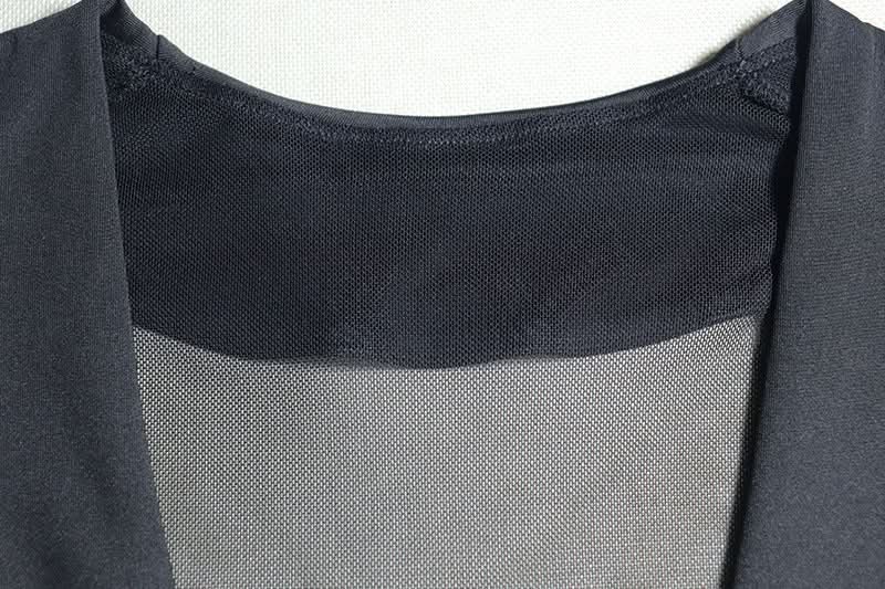 Long sleeve mesh patchwork maxi dress