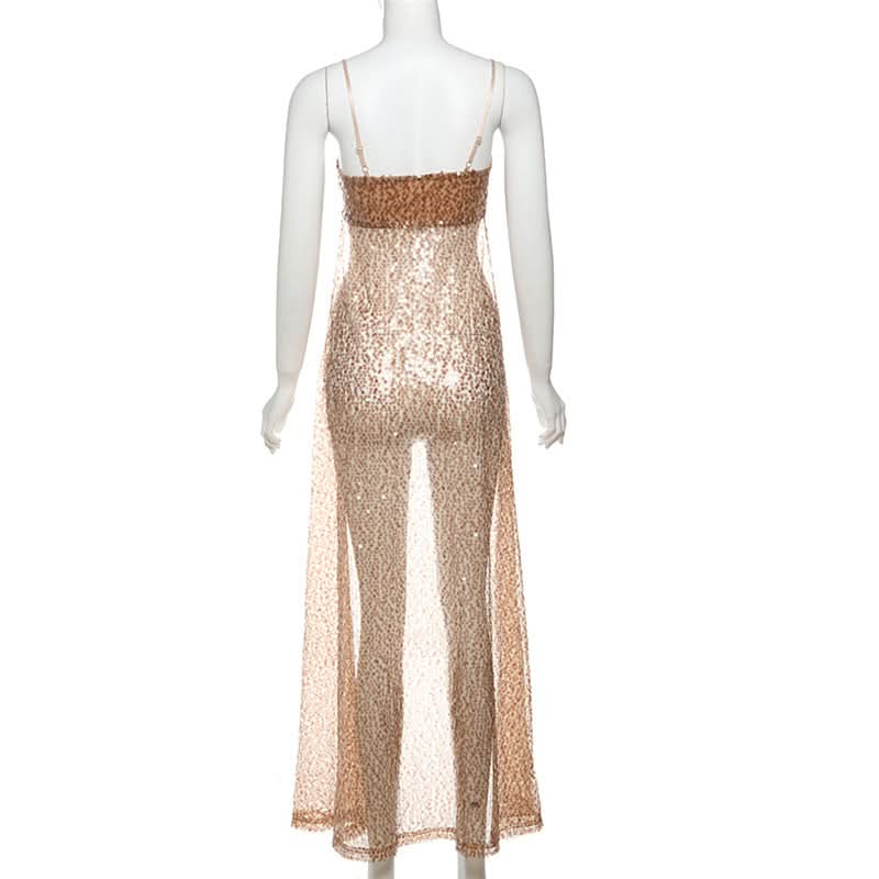 U neck glitter mesh cami top