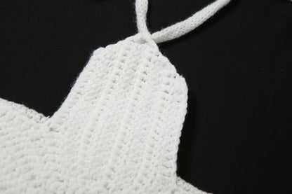 Halter knitted self tie crop top