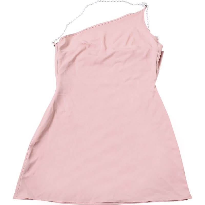 One shoulder beaded backless mini dress
