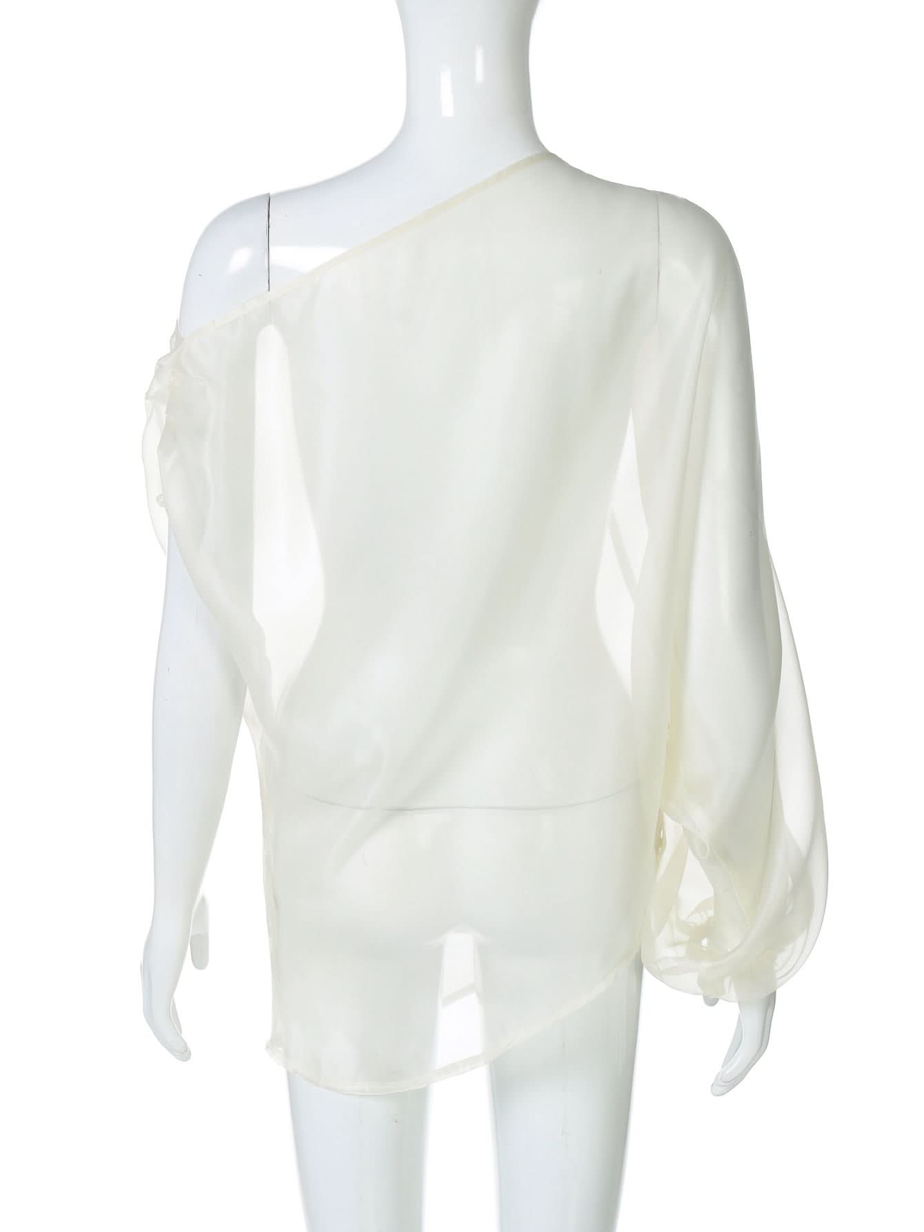 Off shoulder see through ruched top