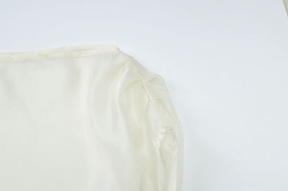 Off shoulder see through ruched top