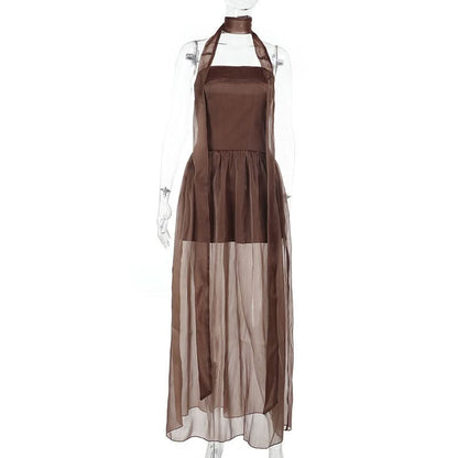 Smocked ruched backless tube maxi dress