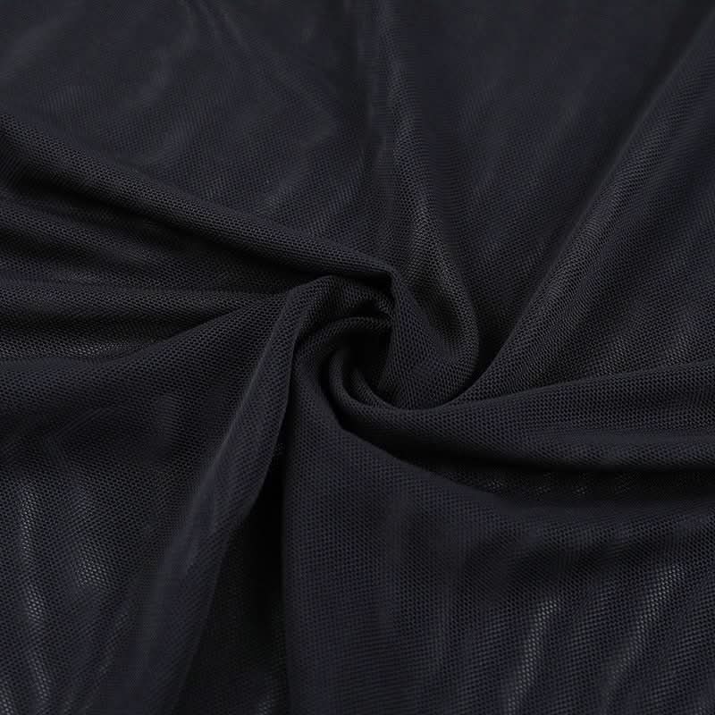 Mesh ruffle slit ruched square neck cami maxi dress