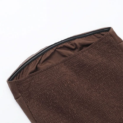 Smocked ruched backless tube maxi dress