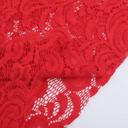 Hollow out knotted lace tube maxi skirt set