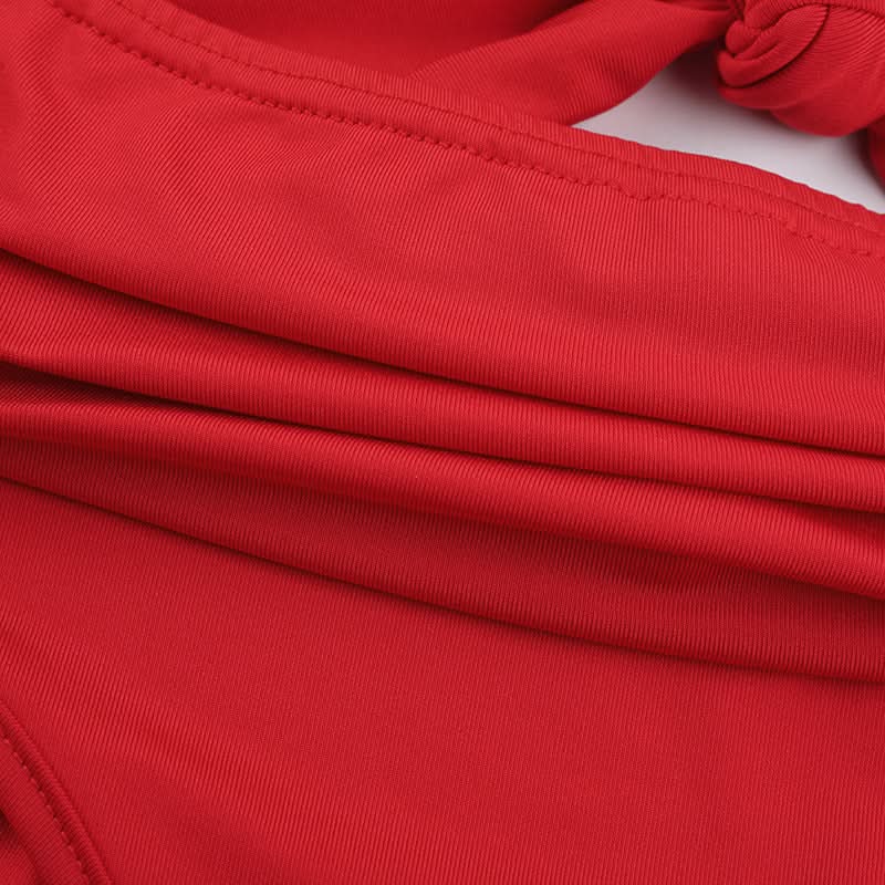 Hollow out knotted lace tube maxi skirt set