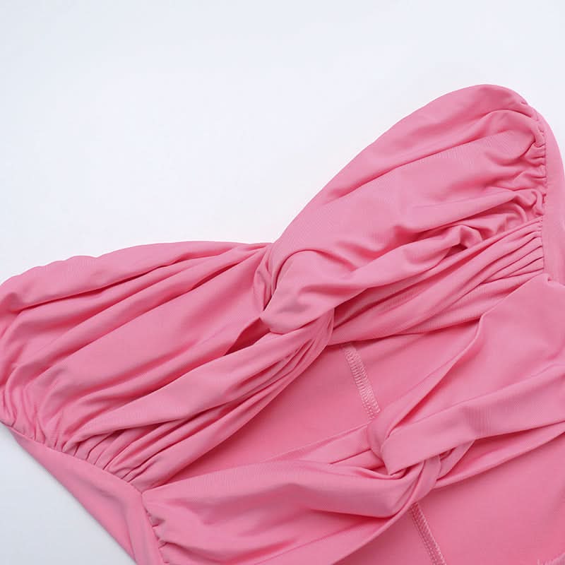 Ruched hollow out slit solid tube cut out maxi dress