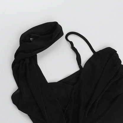 Irregular ruched solid backless cami top