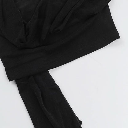 Irregular ruched solid backless cami top