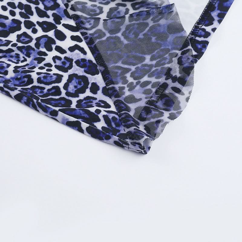 Leopard print hollow out irregular slit cami cut out maxi dress