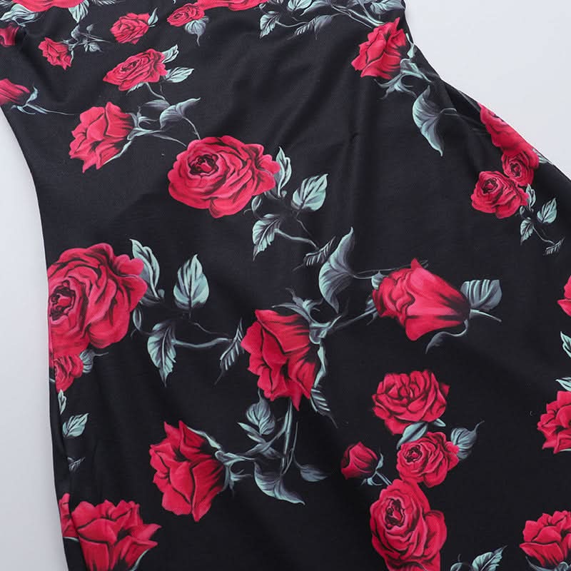 Cross back self tie flower print v neck cami maxi dress