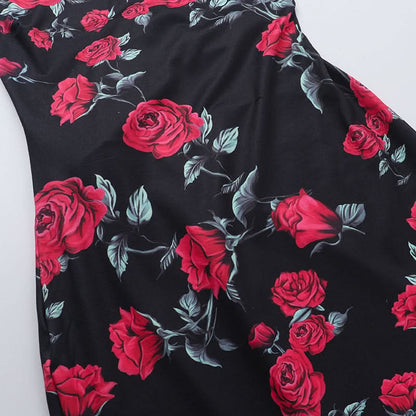 Cross back self tie flower print v neck cami maxi dress