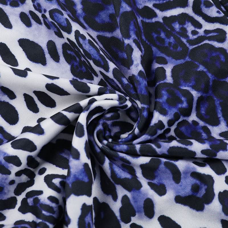 Leopard print hollow out irregular slit cami cut out maxi dress