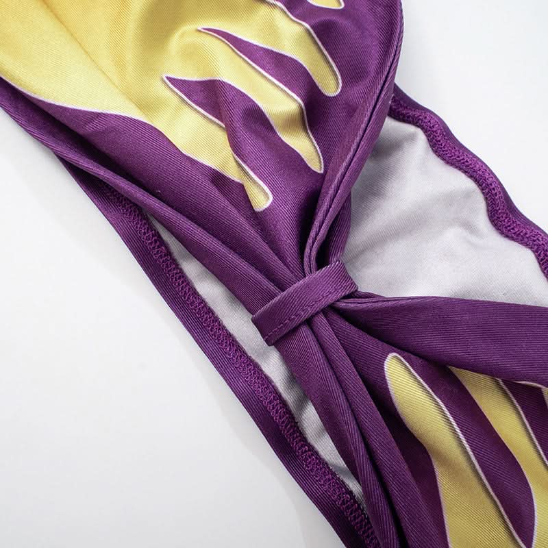 Ruched v neck palm print cami mini skirt set