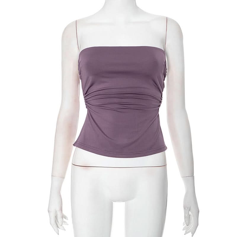 Hollow out o ring ruched slit tube cut out top