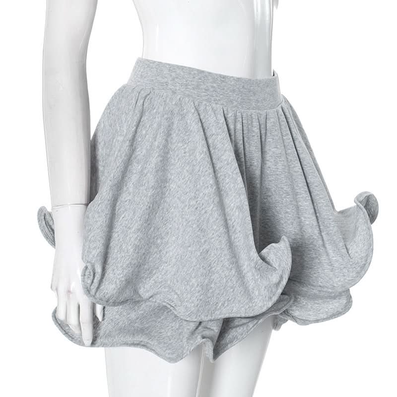 Ruffle A line solid irregular mini skirt