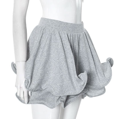 Ruffle A line solid irregular mini skirt