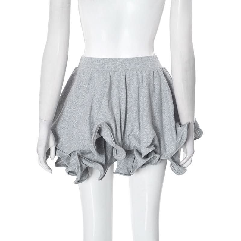 Ruffle A line solid irregular mini skirt