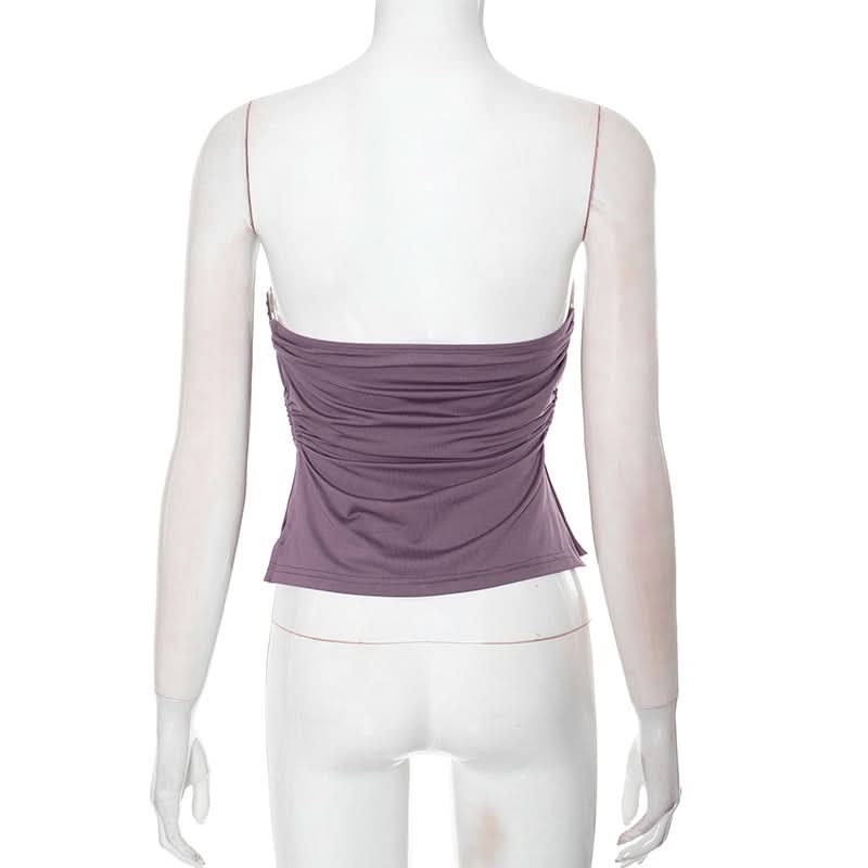 Hollow out o ring ruched slit tube cut out top