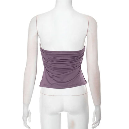 Hollow out o ring ruched slit tube cut out top