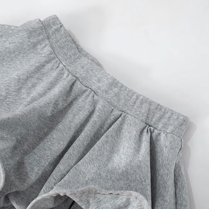 Ruffle A line solid irregular mini skirt